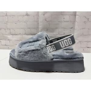 UGG Disco Slide Platform Slipper Sz 10 Color Ash Fog Sheepskin Upper And Insole